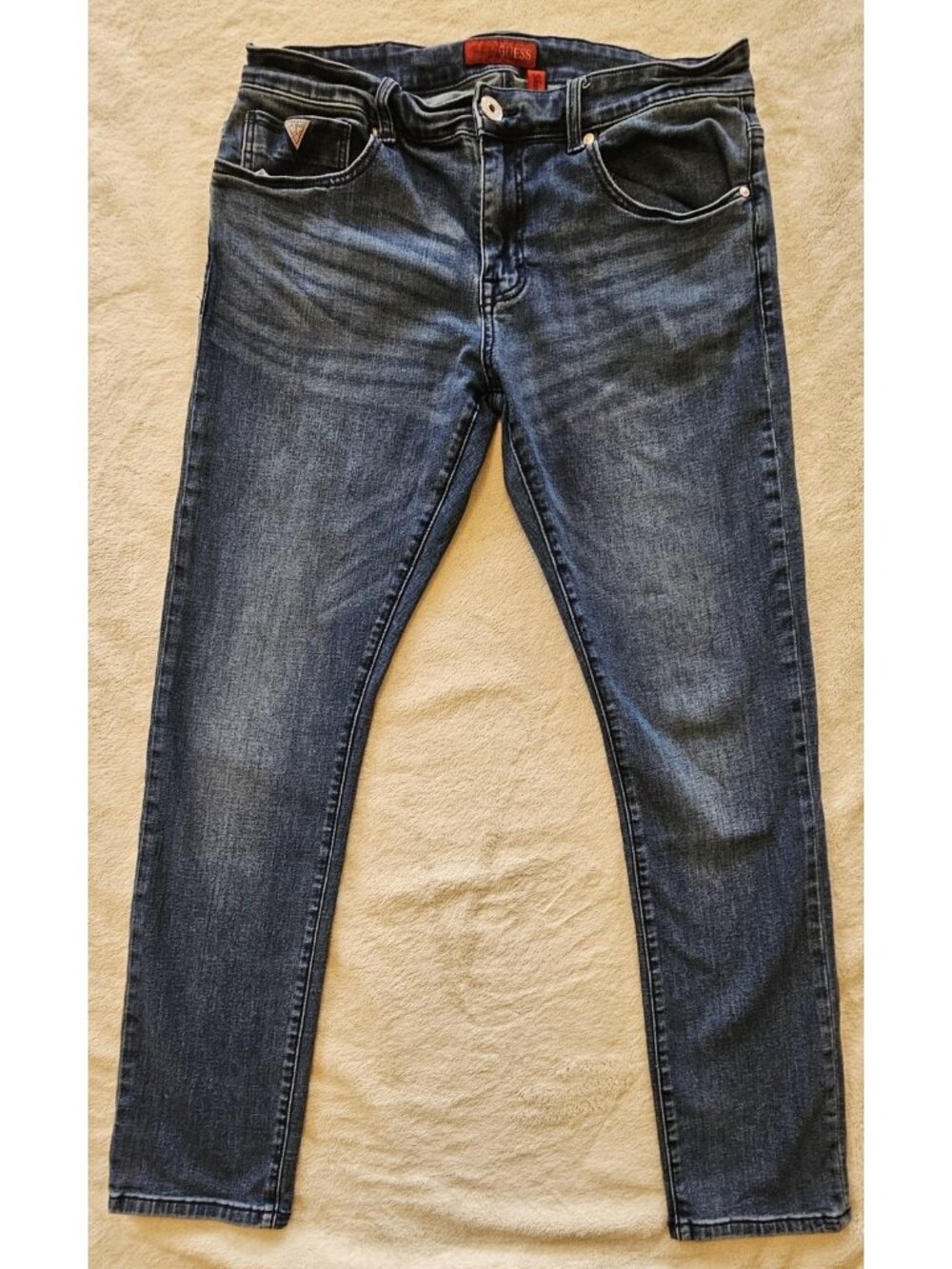GUESS Men’s Blue Denim Jeans Skinny Size 33x32 Fit ( 34W ) Medium Wash Stretch